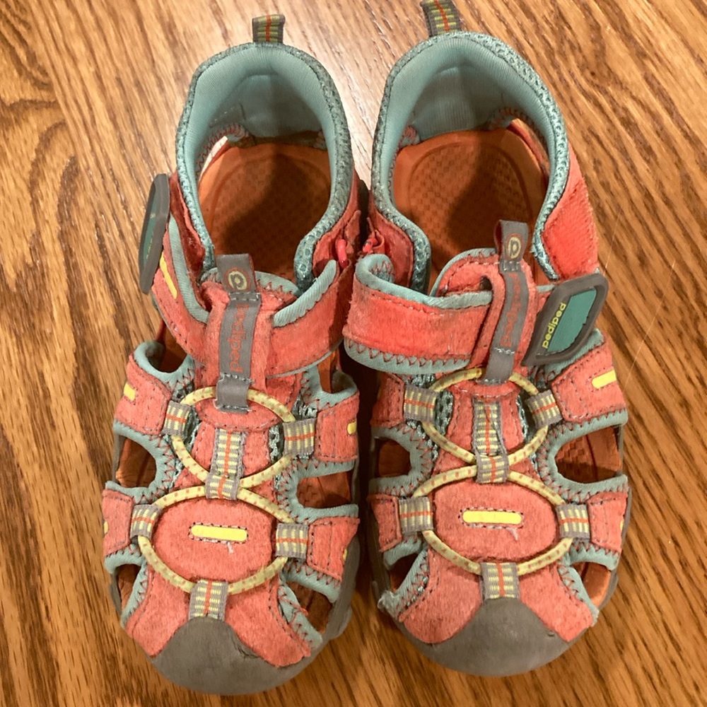 Pediped Canyon Flex Sandals - Coral and Teal sz 28